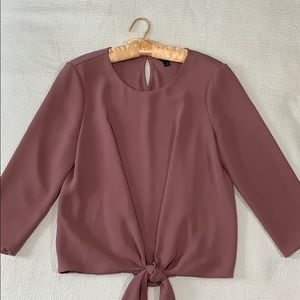 Pink tie front blouse
